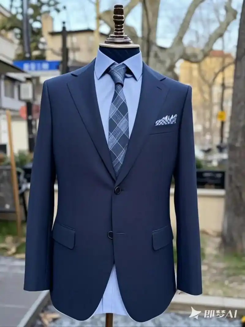 深蓝新郎礼服